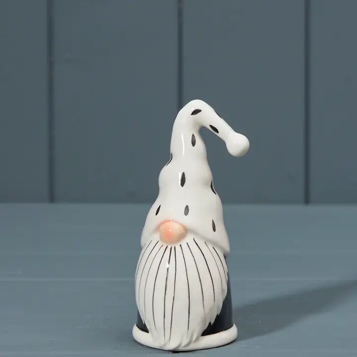 Black & White Ceramic Santa Decoration - H12.3cm