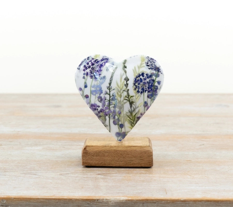 Lavender Design Heart On Base 12cm
