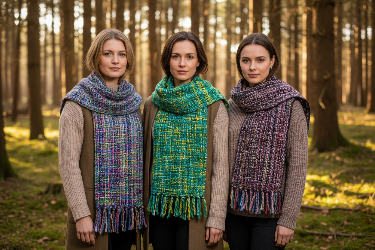 Chunky Tweed Scarf | Hand-Dyed & Handwoven | Cool Trade Winds