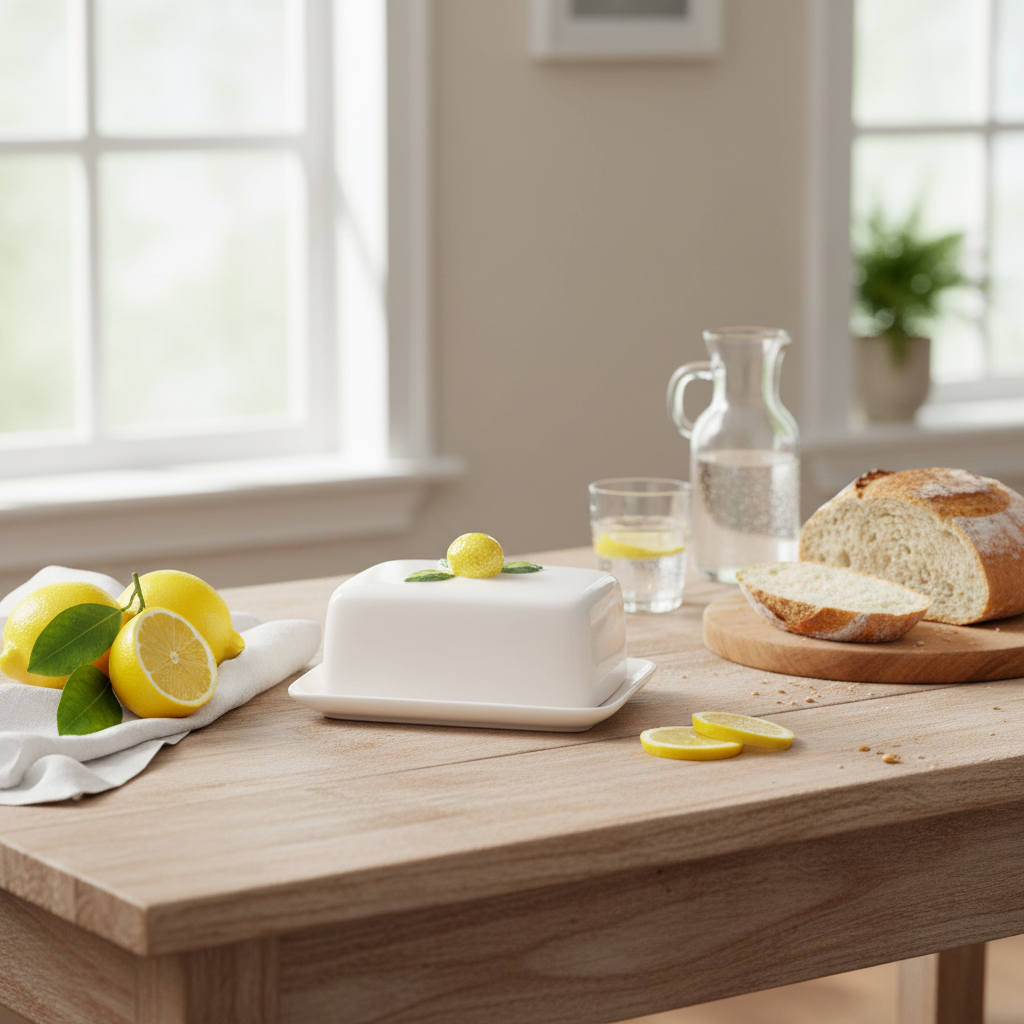 Ceramic Butter Dish with Lemon Design