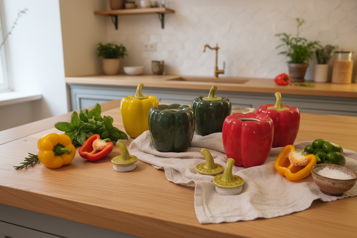 Pepper Shaped Ceramic Storage Container | Gohobi