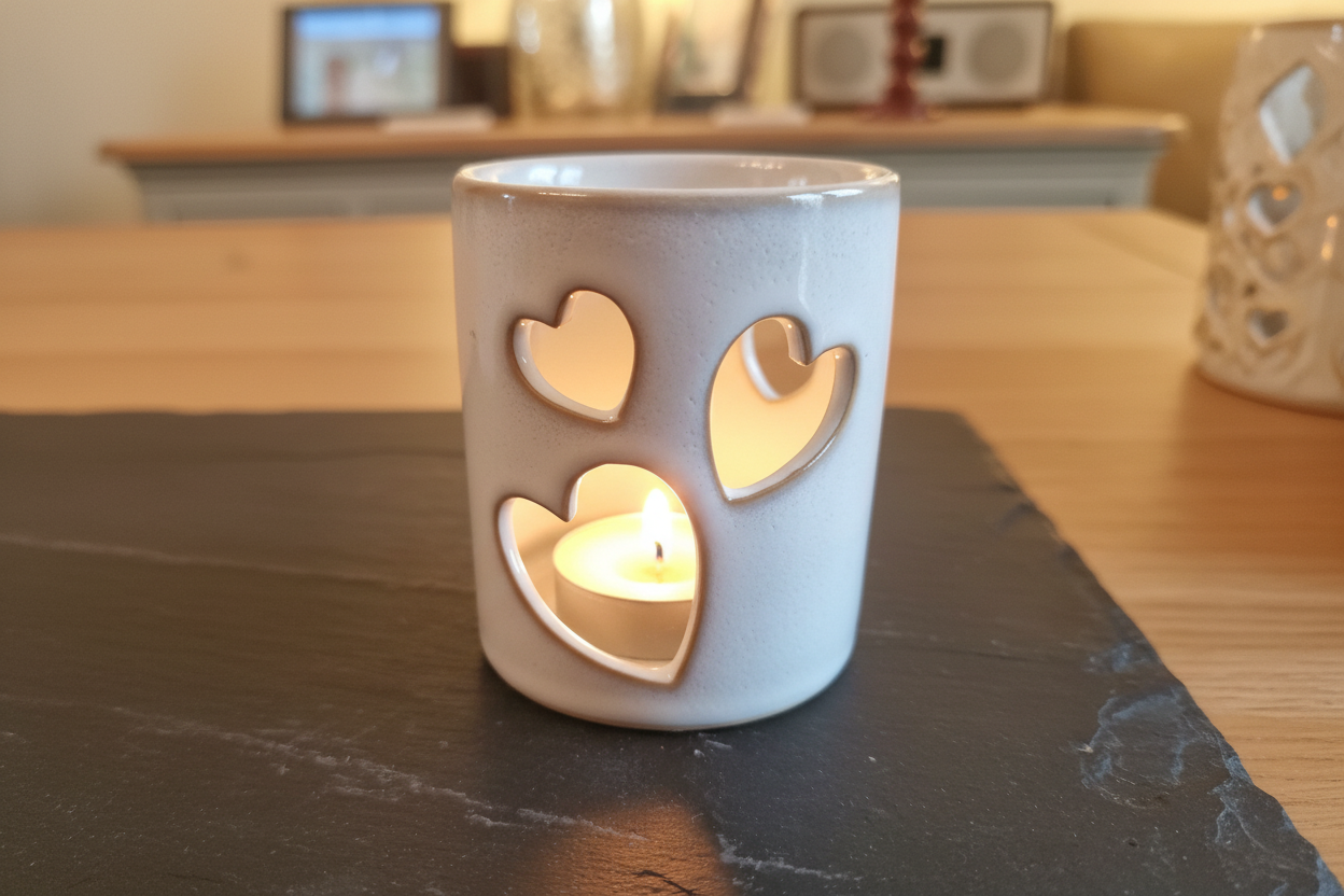 Cut-Out Heart Tealight Holder, 8.2cm