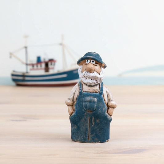 Speckled Blue Fisherman Ornament, 12.4cm