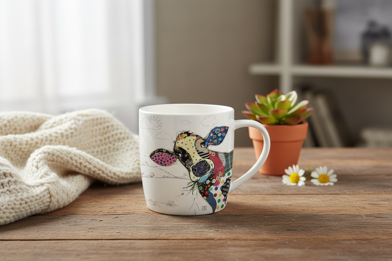 Bug Art Connie Cow Mug with presentation box.