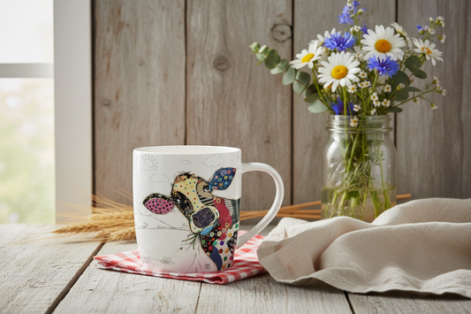 Bug Art Connie Cow Mug with presentation box.