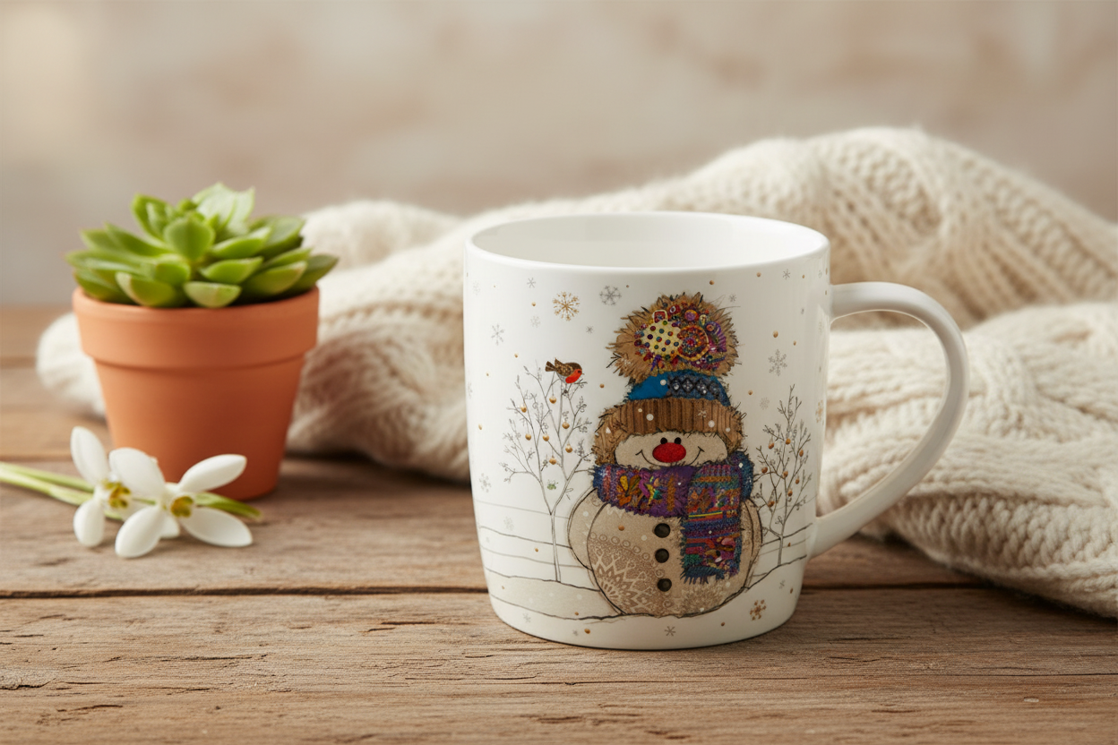 Bug Art Snowman Mug with presentation box.