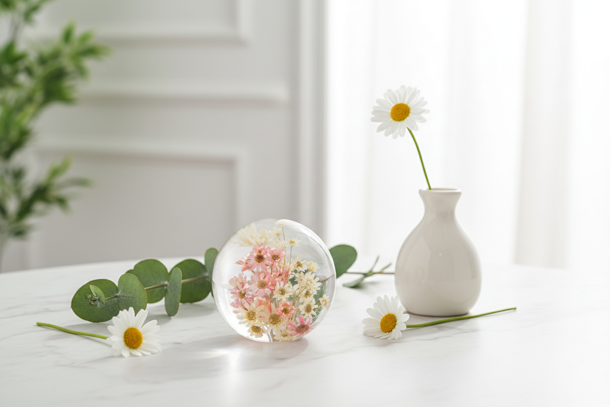 Daisy Crystal Resin Lens Ball 70mm