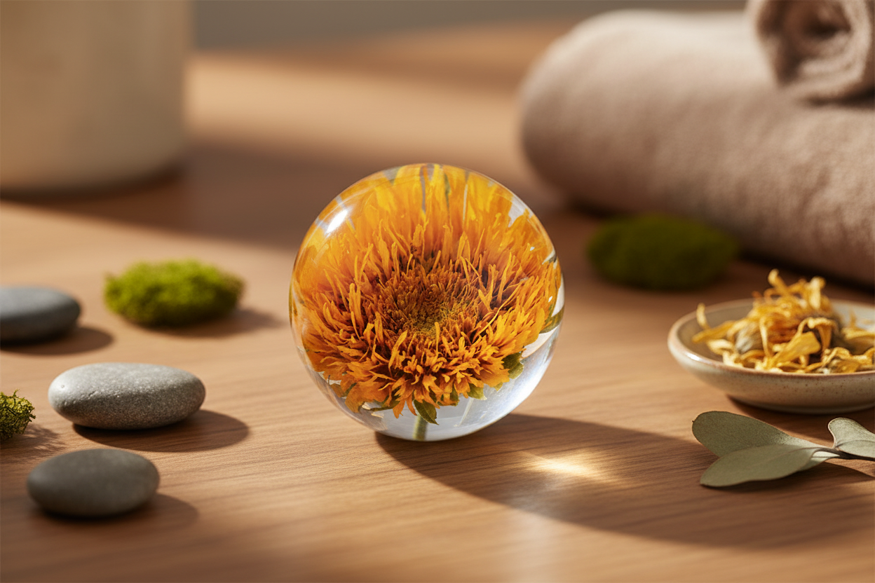 Sunflower Crystal Resin Lens Ball 80mm