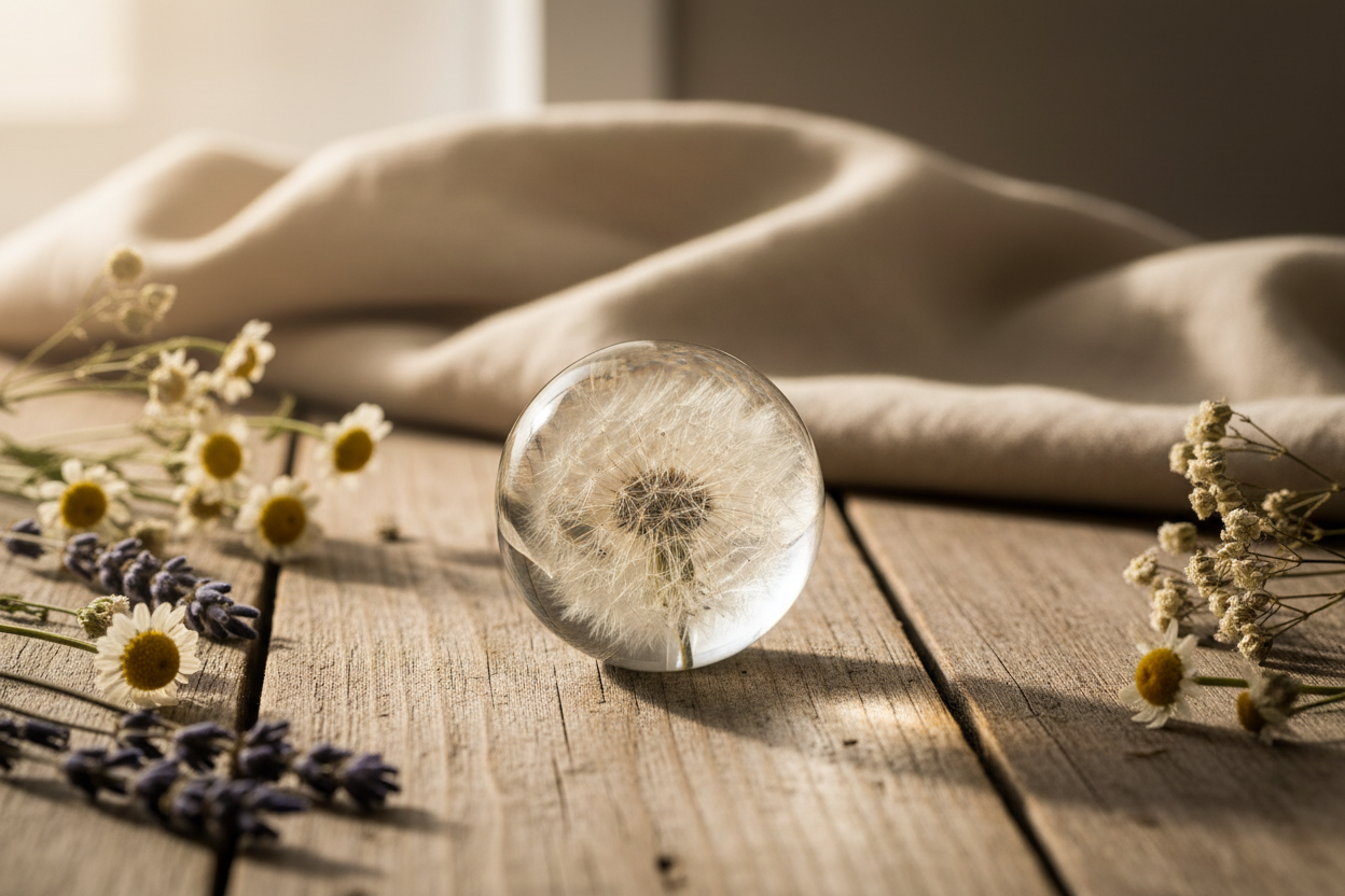 Dandelion Crystal Resin Lens Ball 80mm | Gift Boxed