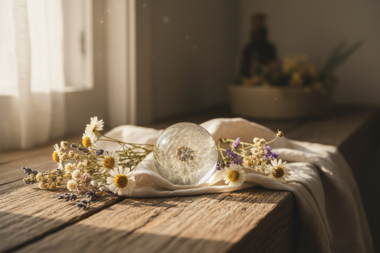 Dandelion Crystal Resin Lens Ball 80mm | Gift Boxed