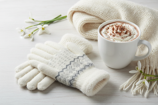 Fluffy Nordic Gloves - White