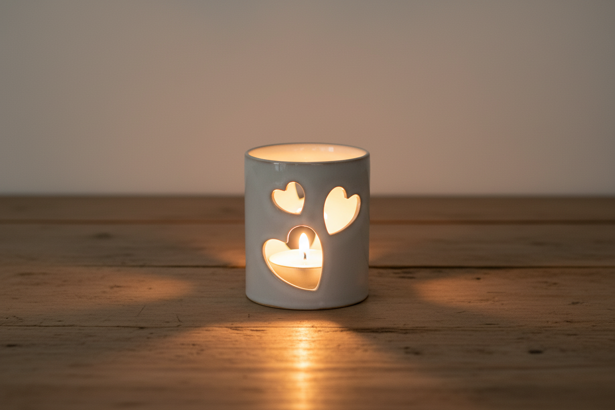 Cut-Out Heart Tealight Holder, 8.2cm