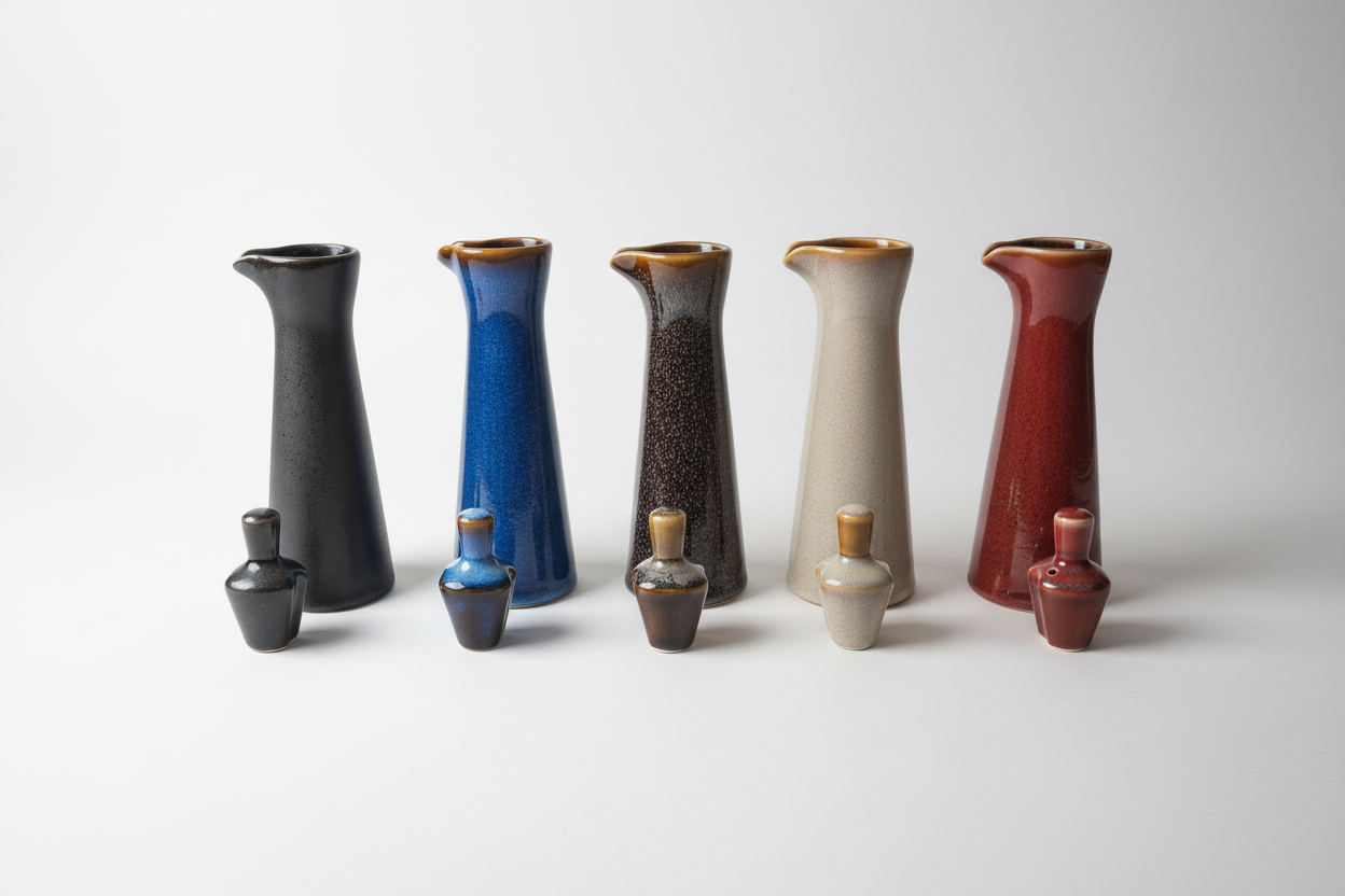 Japanese Ceramic Soy Sauce & Oil Dispenser Bottle | Kiln-Change Glaze