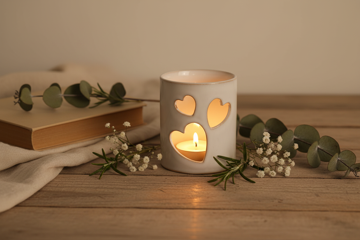 Cut-Out Heart Tealight Holder, 8.2cm