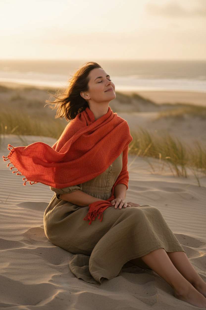 Nepali Yak Shawl - Orange | Ethically Handloomed