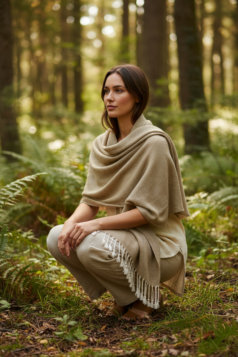 Nepali Yak Shawl - Oatmeal | Ethically Handloomed