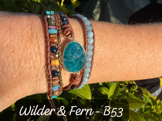 Natural Blue Apatite Gemstone Wrap Bracelet