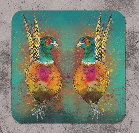 Pheasant Coasters (Sold in Pairs)-handmade in the UK- Very High quality