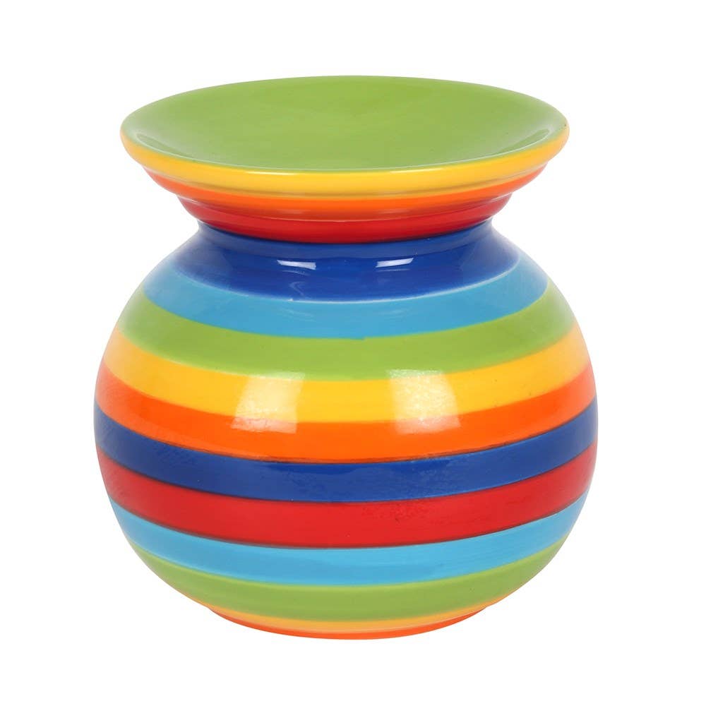 Rainbow Stripe Ceramic Oil Burner & Wax Warmer, 14cm