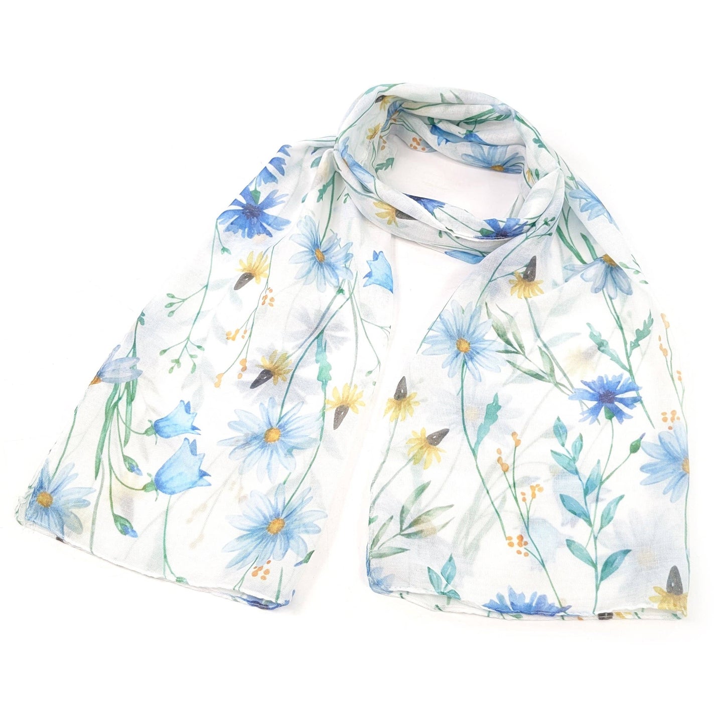 Blue Cornflower Floral Scarf | Exclusive Design