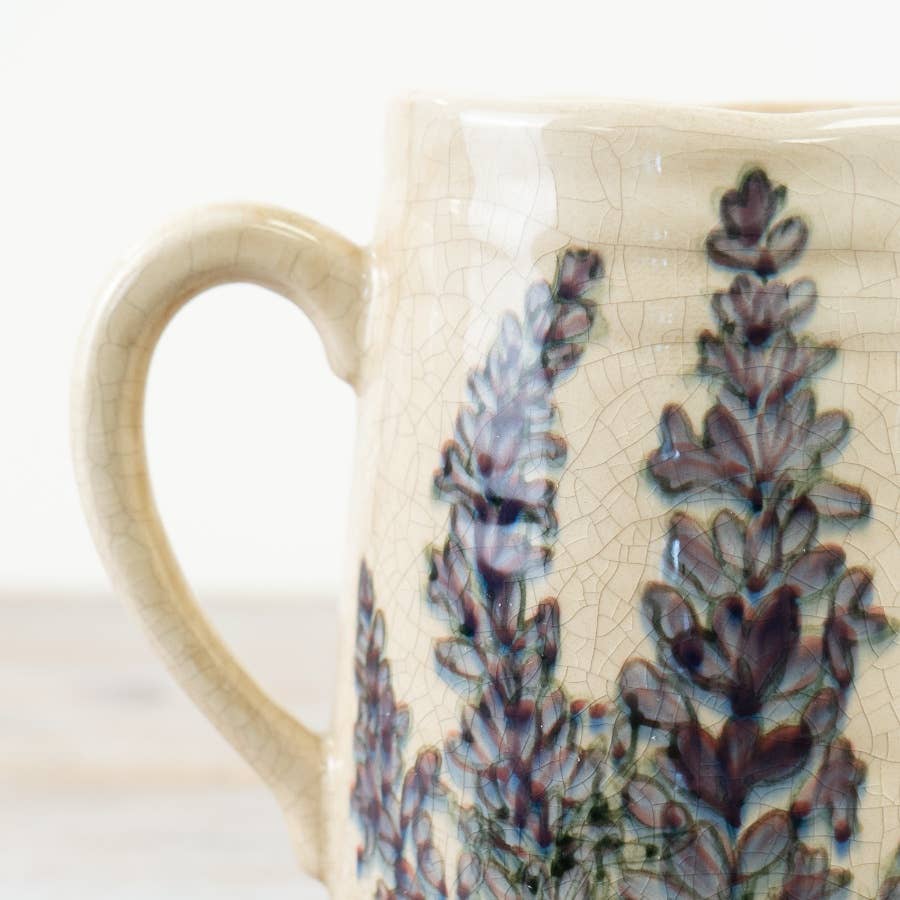 Lavender Design Ceramic Vase Jug, 19.5cm