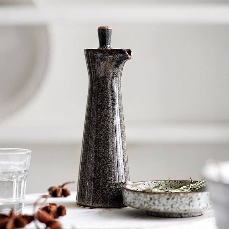 Japanese Ceramic Soy Sauce & Oil Dispenser Bottle | Kiln-Change Glaze