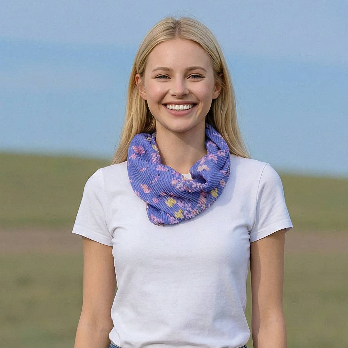 Sweet Pea Indigo Neck Scarf | Magnetic Clasp Snood