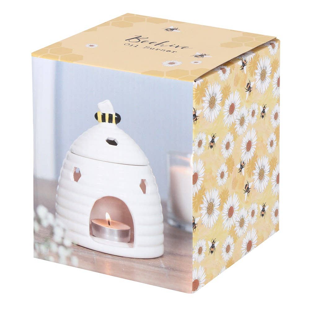 White Beehive Ceramic Oil Burner, 17cm