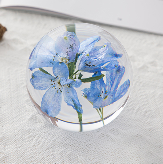 Delphinium Crystal Resin Lens Ball 80mm