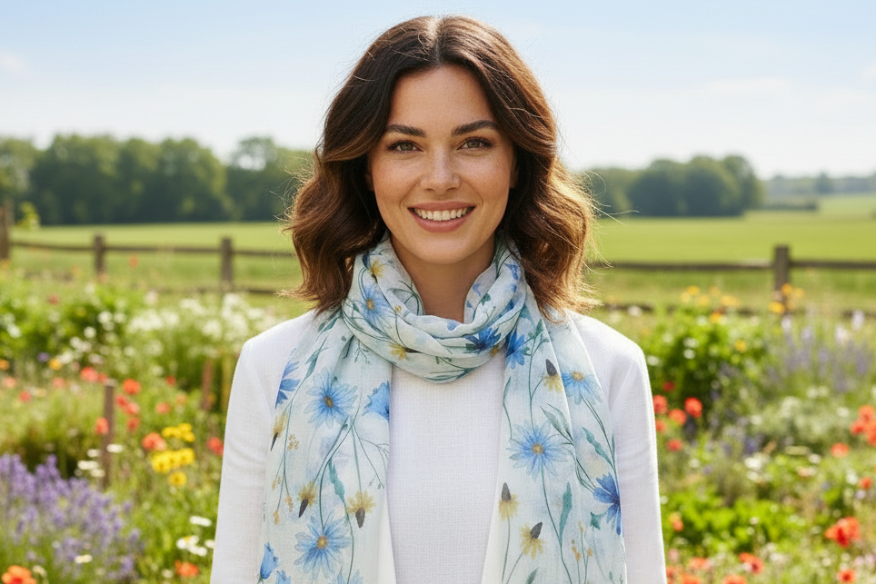Blue Cornflower Scarf New Background