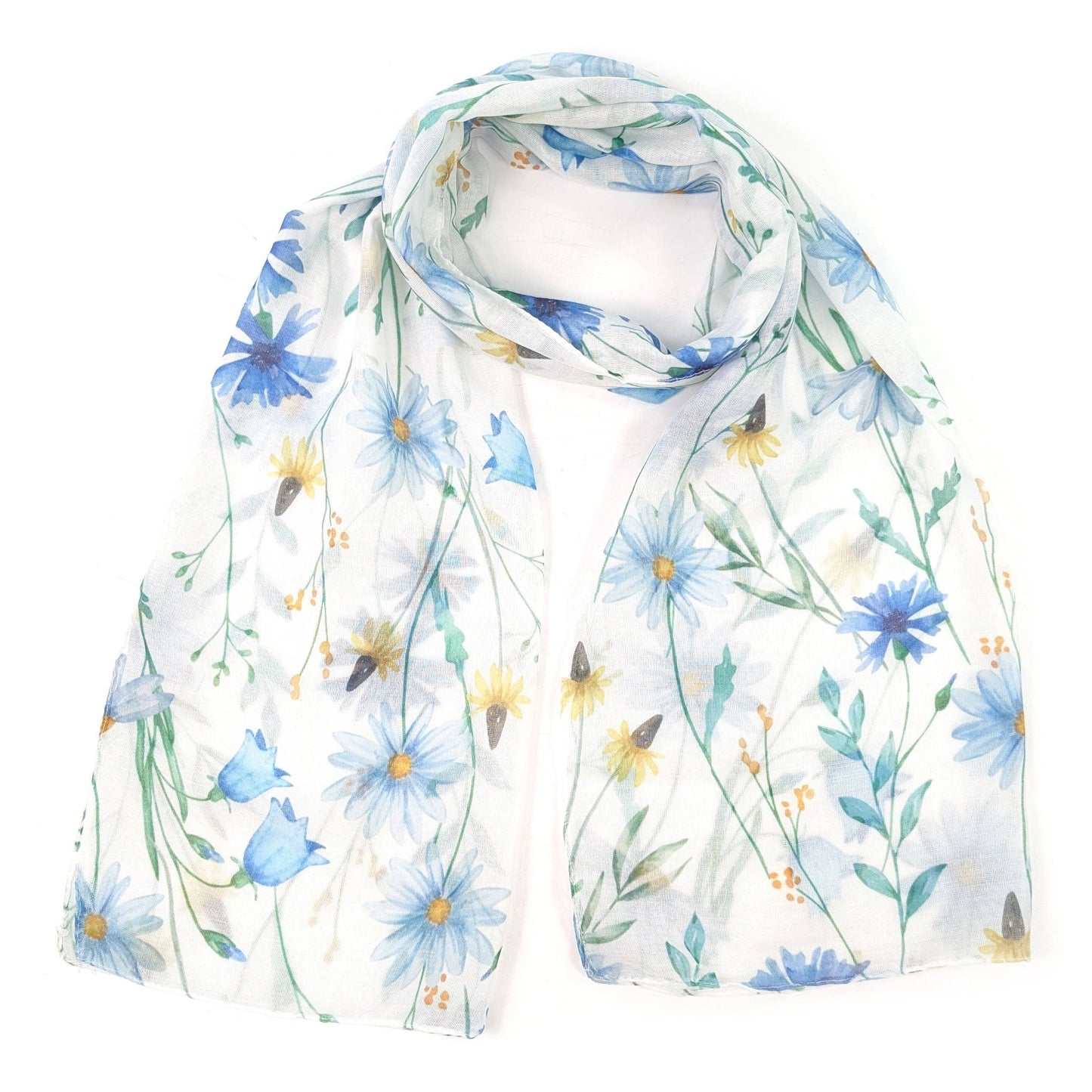 Blue Cornflower Floral Scarf | Exclusive Design
