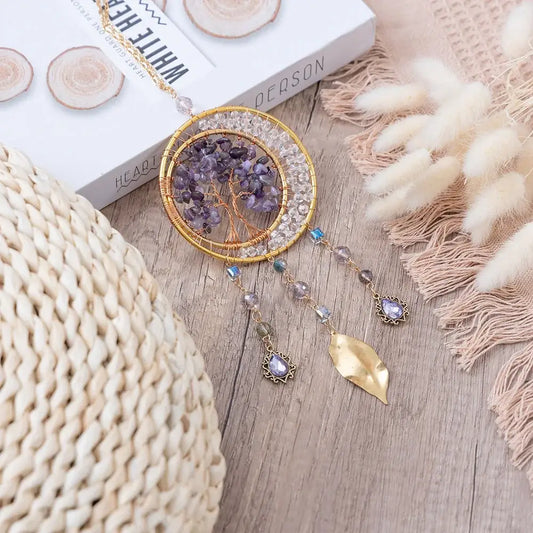 Amethyst Tree of Life Wall Hanging | Beaded Gemstone Décor
