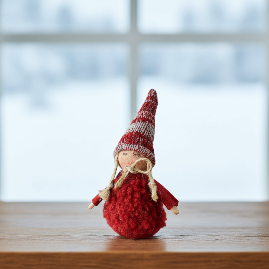 Christmas Elf Doll Snowy Window