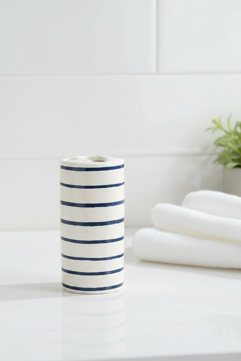 Coastal Stripe Toothbrush Holder – Bathroom Lifestyle