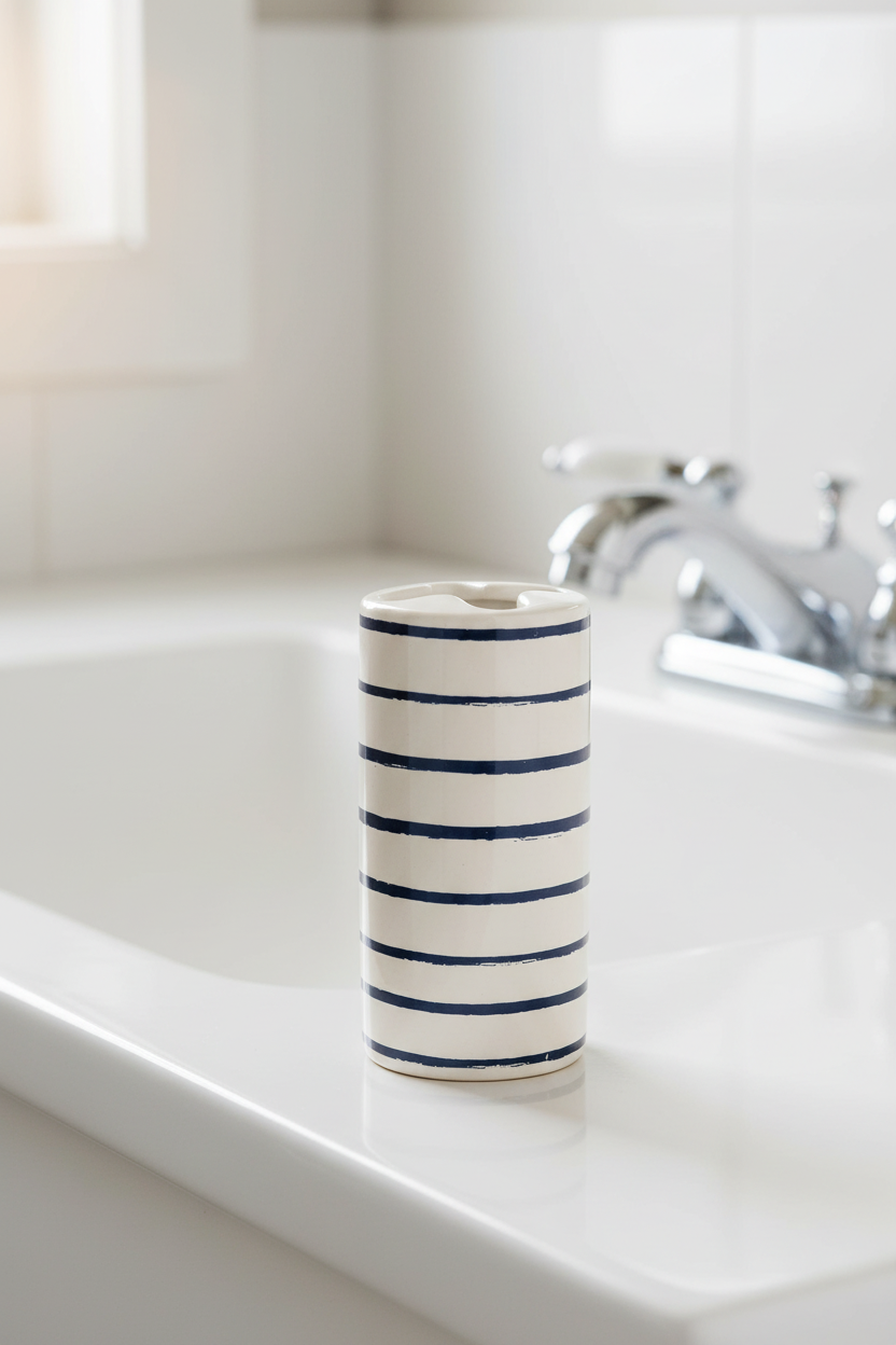 Coastal Stripe Toothbrush Holder – Taps Background