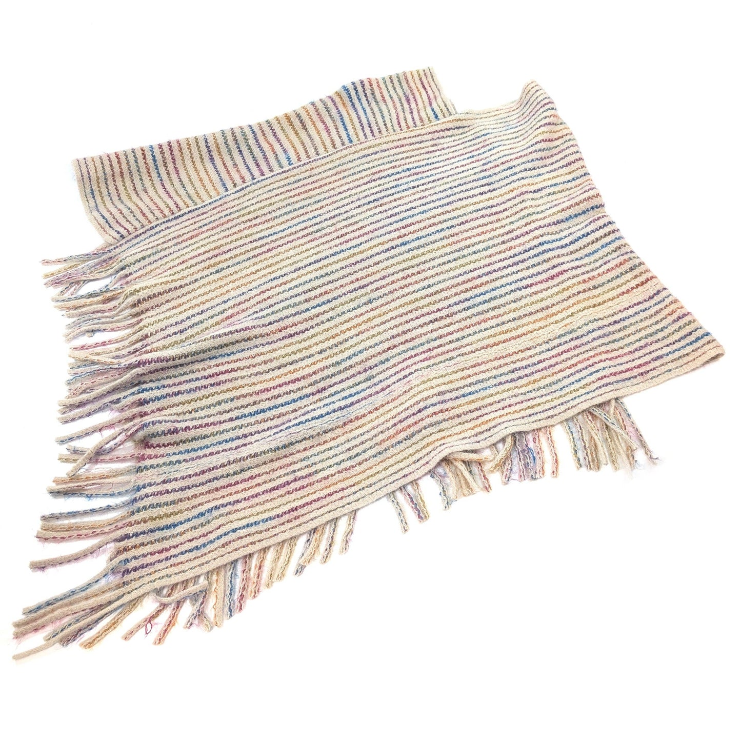 Boho Cream Knitted Poncho | Soft Stripe Design