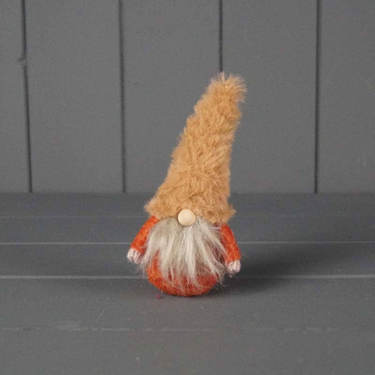 Quirky Bright Orange Fabric Gonk With Furry Hat