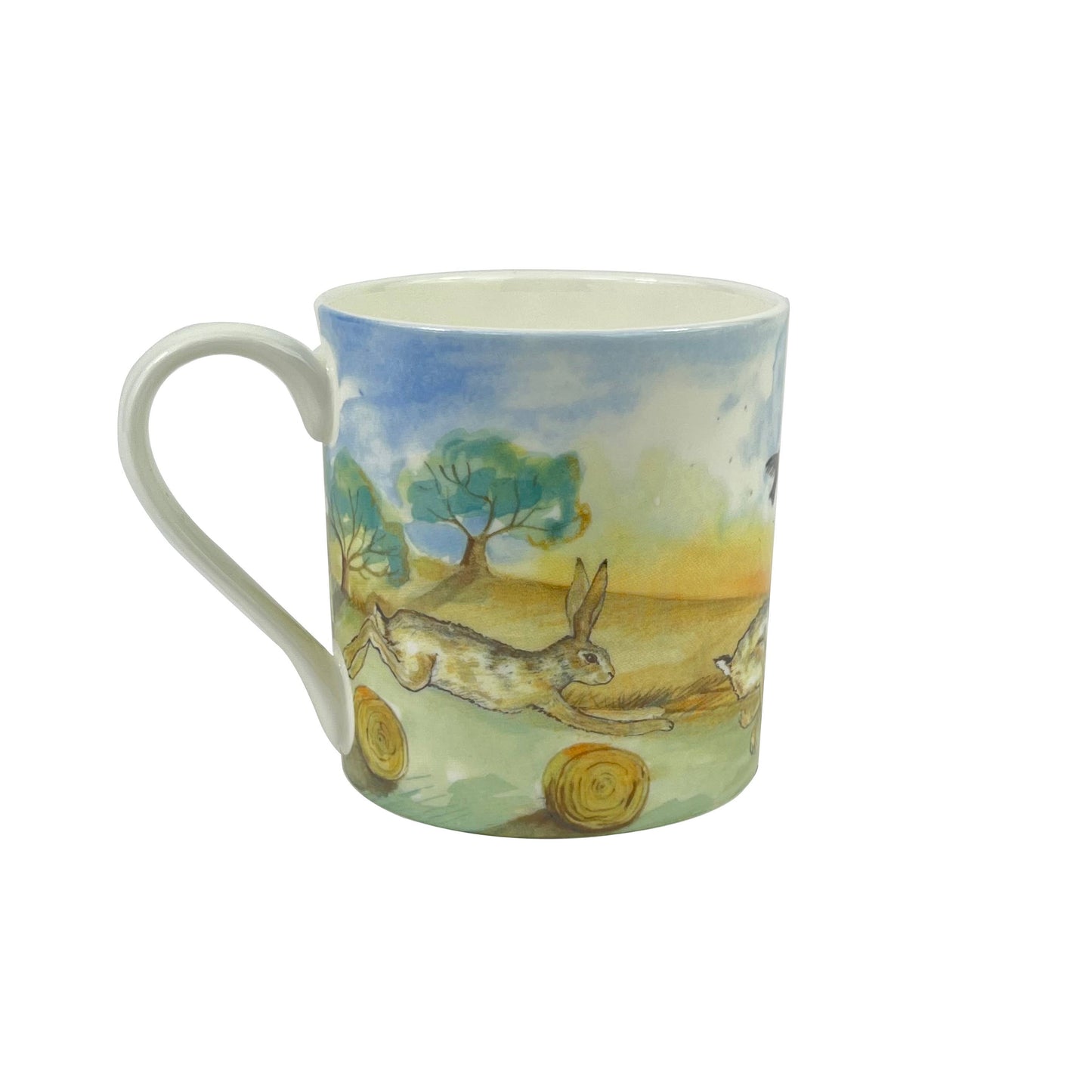 Jumping Hares Illustrated Bone China Mug with Gift Box