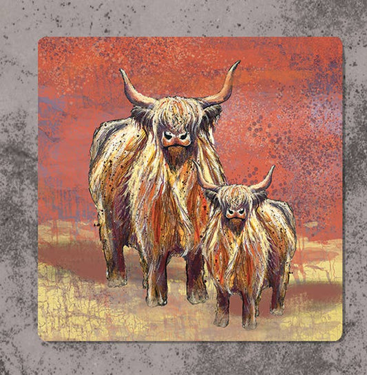 Highland Cow Coaster (Sold in Pairs)