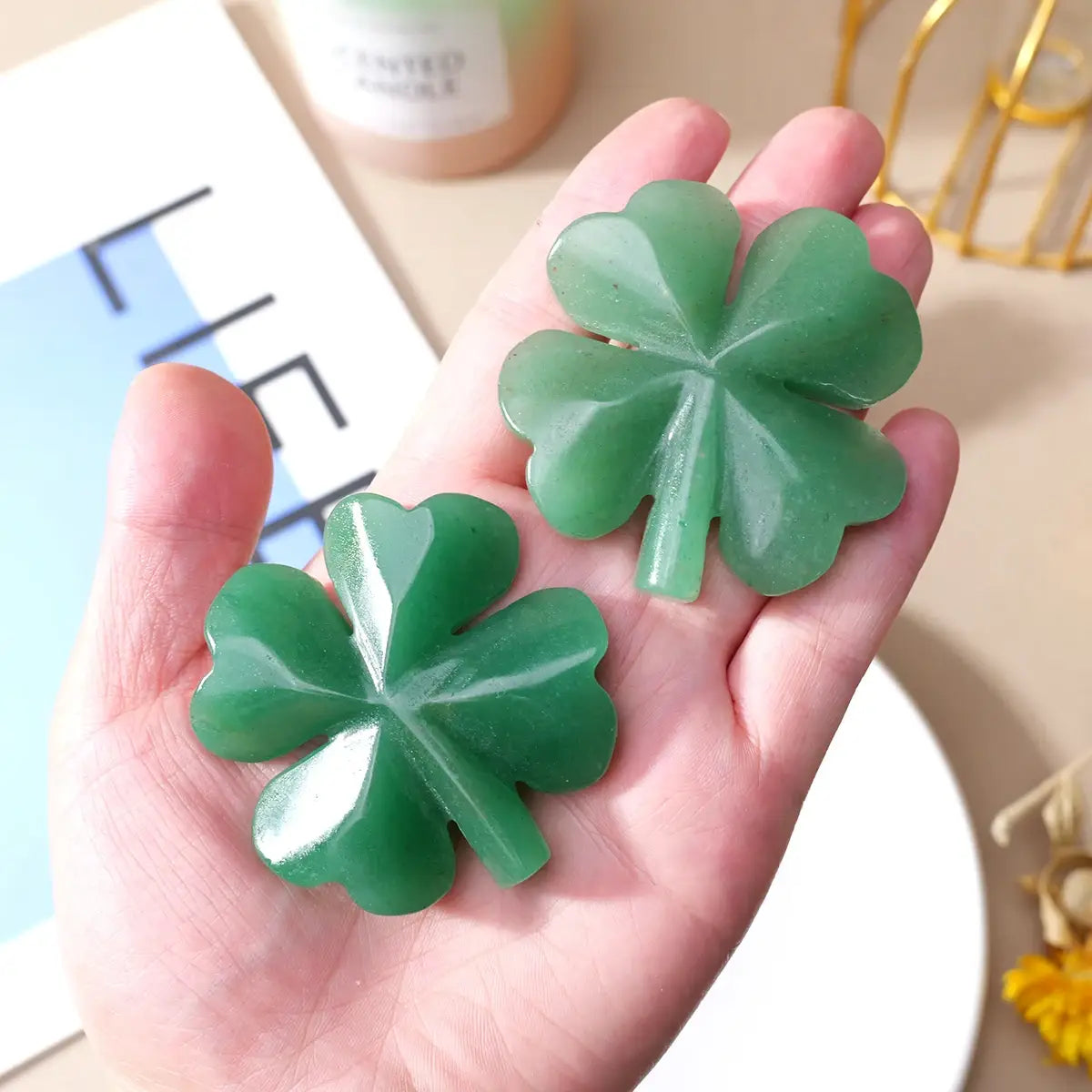 Green Aventurine Four Leaf Clover Sculpture | Lucky Crystal Charm