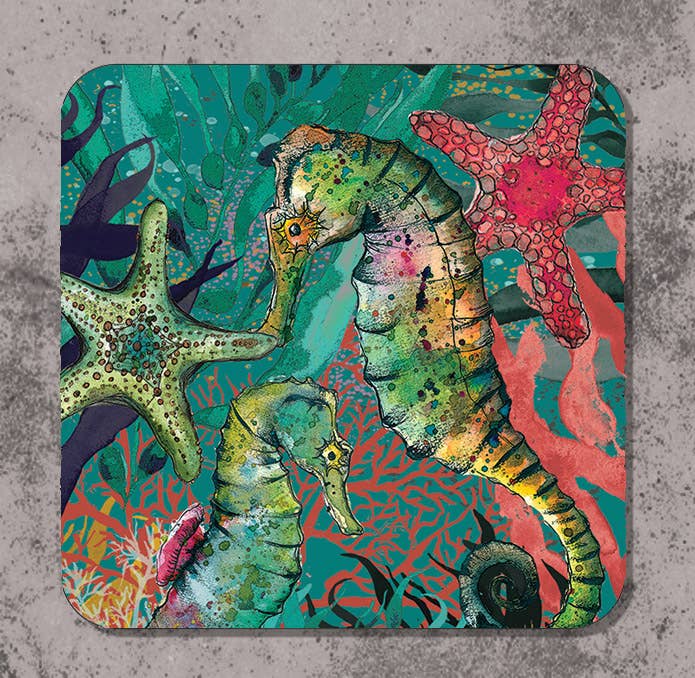 Seahorse & Starfish Coasters | Set of 2 | Dolly Hot Dogs