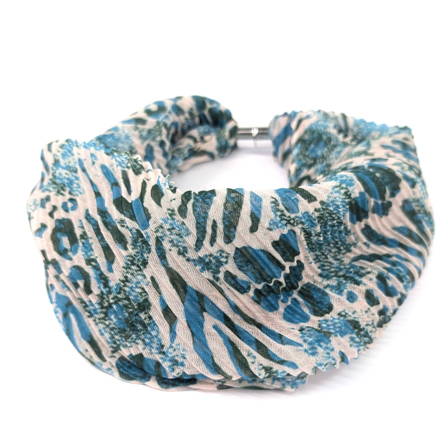 Walk On The Wild Side Teal Neck Scarf | Magnetic Clasp Snood