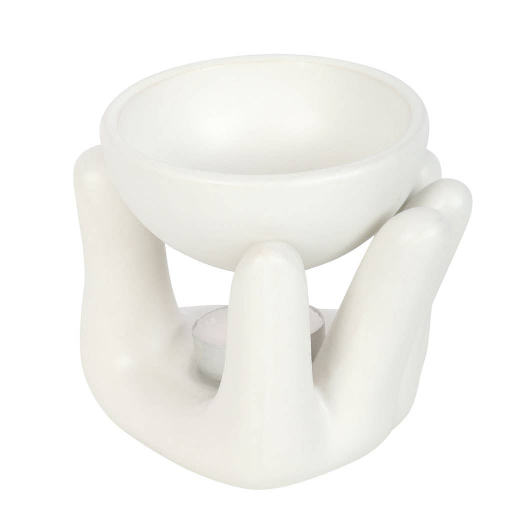 White Hand Ceramic Oil Burner, 11cm