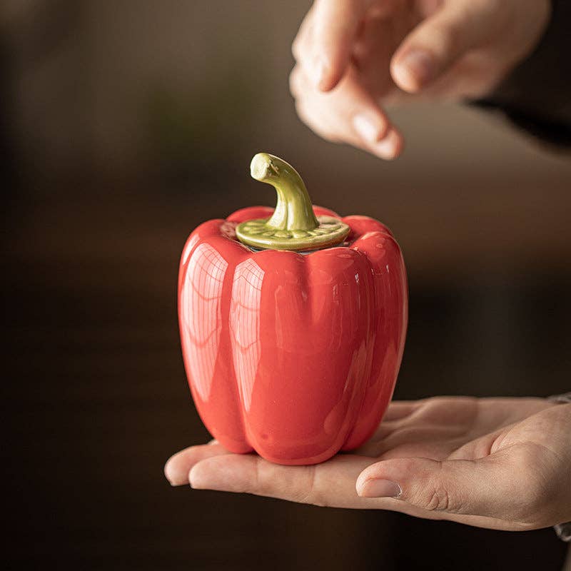 Pepper Shaped Ceramic Storage Container | Gohobi