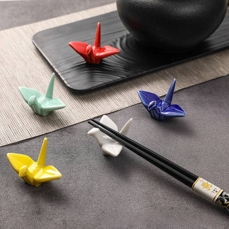 Set of 5 Pairs of Swan Wooden Chopsticks and Rests