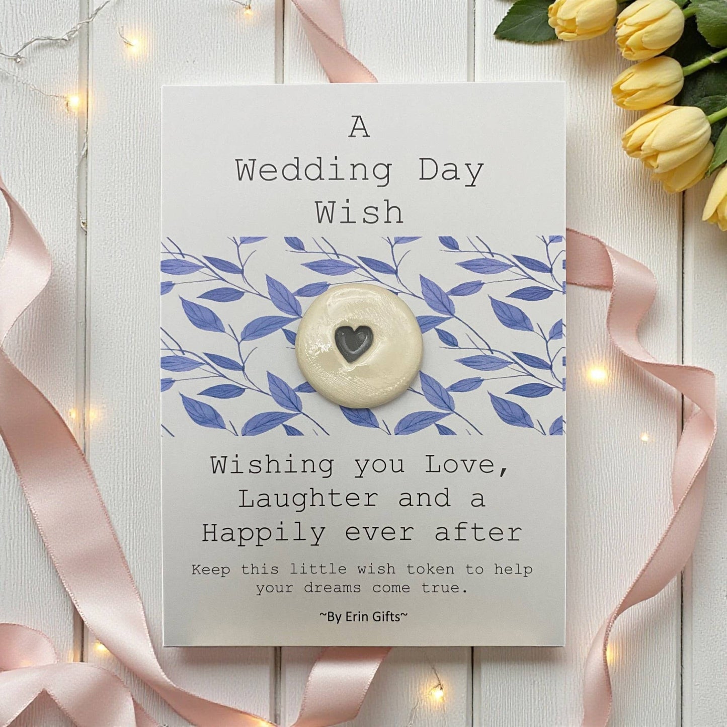 A Wedding Wish Ceramic Pocket Token Pocket Hug and Card