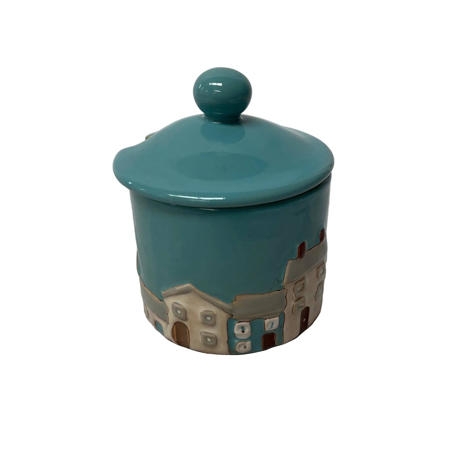 Home Comforts Ceramic Sugar Pot & Lid | Teal Village Design H4"