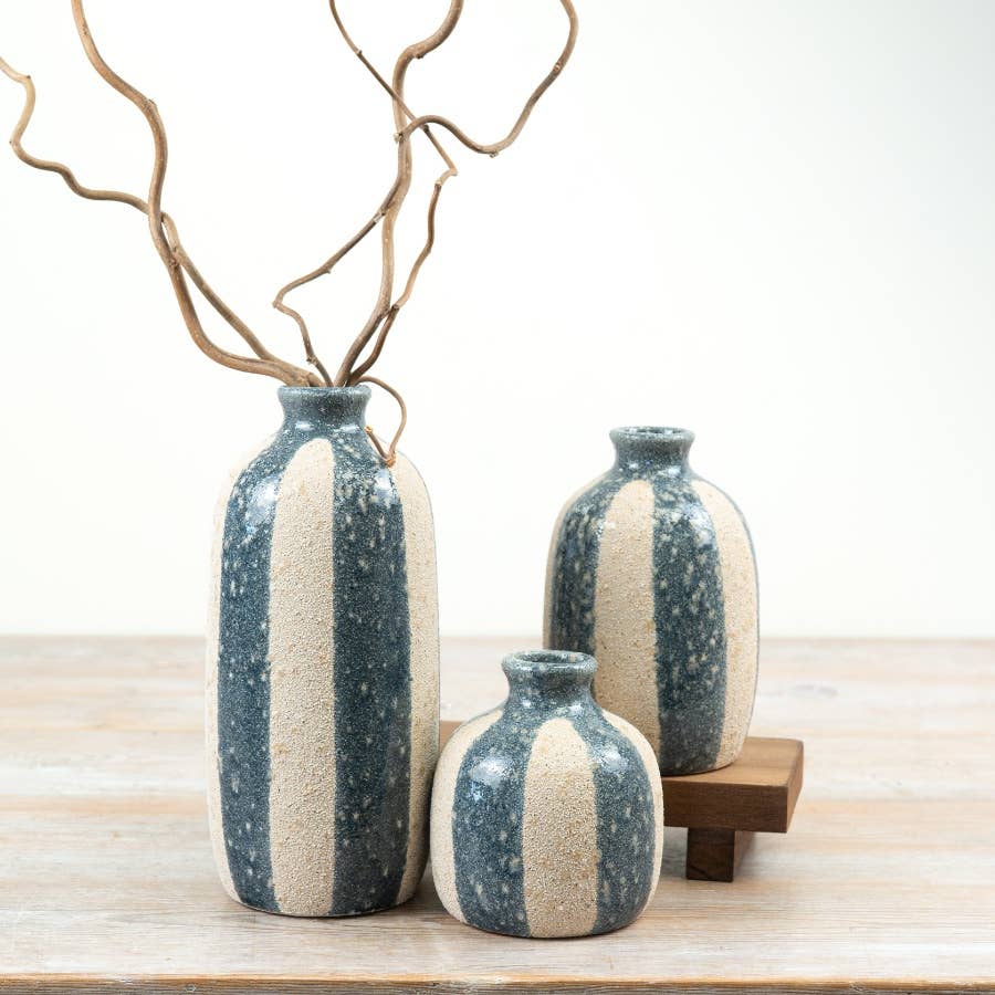 Striped coastal Vase, H15cm