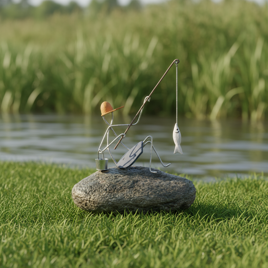 Fishing Pebble Riverbank
