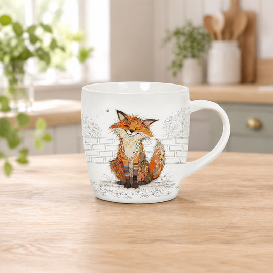 Bug Art Franky Fox Mug with presentation box fine bone china mug with colourful fox illustration